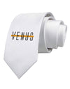 Planet Venus Text Only Printed White Necktie