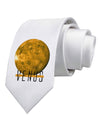 Planet Venus Text Printed White Necktie