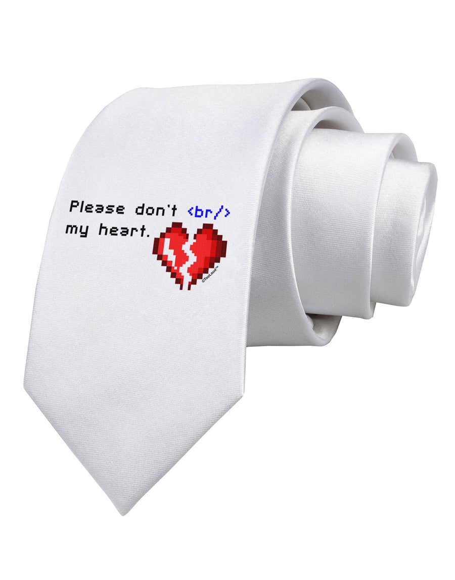 Please Don't Break My Heart Code Printed White Necktie