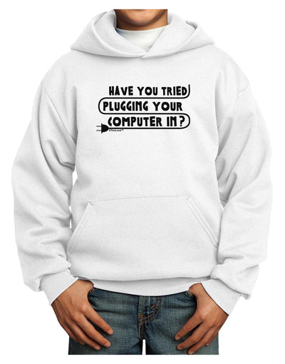 Plugging Your Computer In Youth Hoodie Pullover Sweatshirt-Youth Hoodie-TooLoud-White-XS-Davson Sales