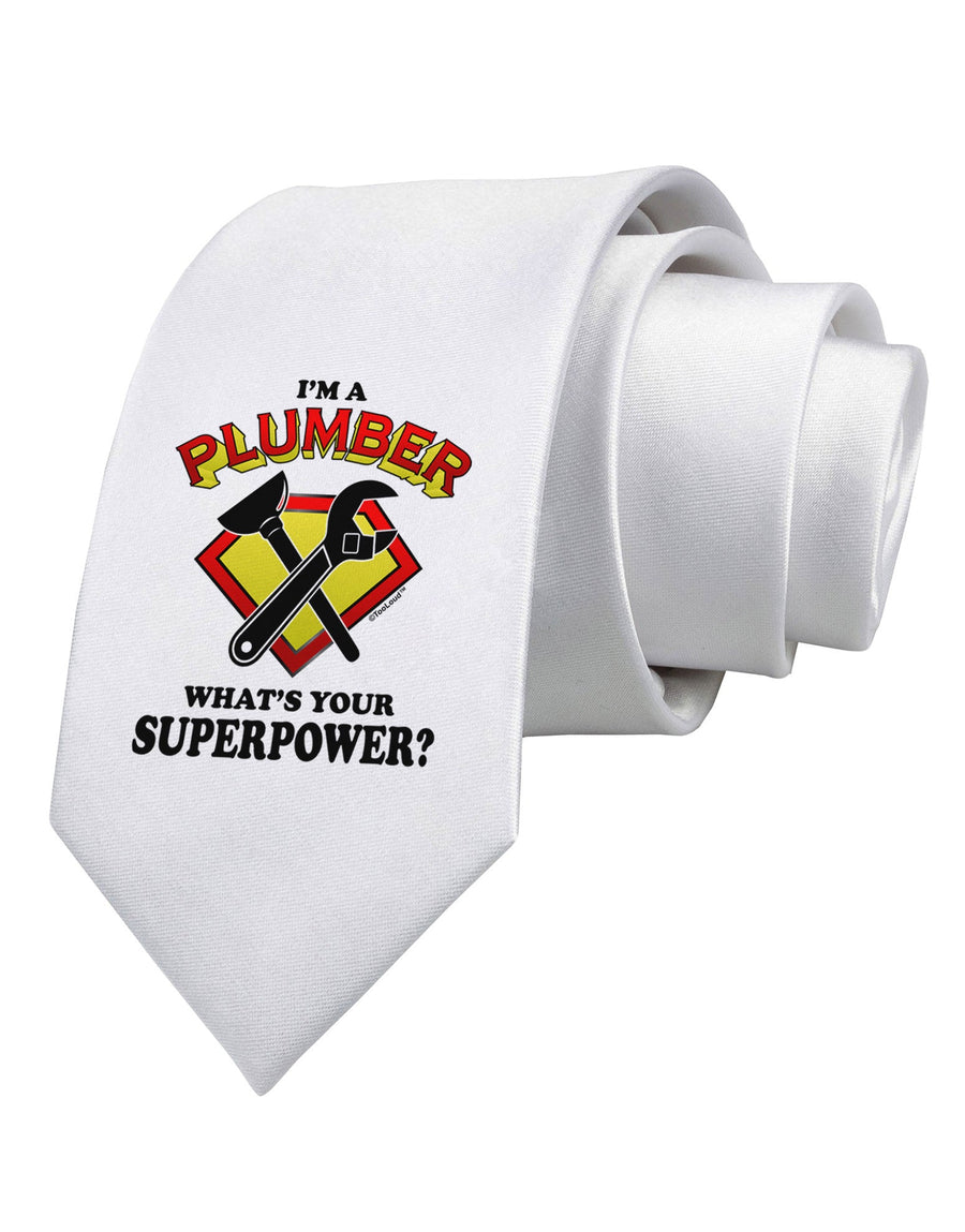 Plumber - Superpower Printed White Necktie