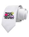 PLUR Distressed Text Printed White Necktie