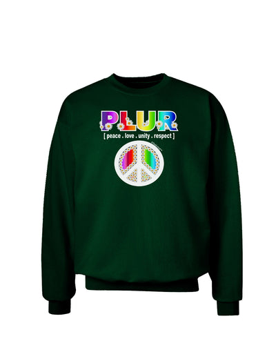 PLUR Rainbow Adult Dark Sweatshirt-Sweatshirts-TooLoud-Deep-Forest-Green-Small-Davson Sales