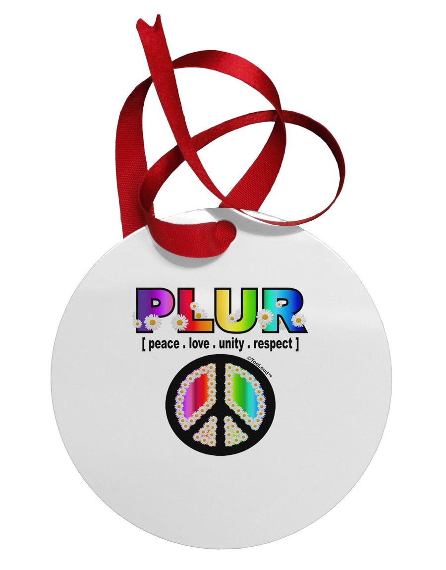 PLUR Rainbow Circular Metal Ornament-Ornament-TooLoud-White-Davson Sales