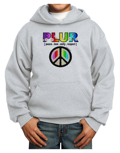 PLUR Rainbow Youth Hoodie Pullover Sweatshirt-Youth Hoodie-TooLoud-Ash-XS-Davson Sales