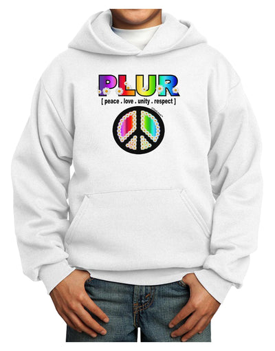 PLUR Rainbow Youth Hoodie Pullover Sweatshirt-Youth Hoodie-TooLoud-White-XS-Davson Sales