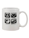 PLUR Squares Black and White Printed 11 oz Coffee Mug - Expertly Crafted Drinkware TooLoud-11 OZ Coffee Mug-TooLoud-White-Davson Sales