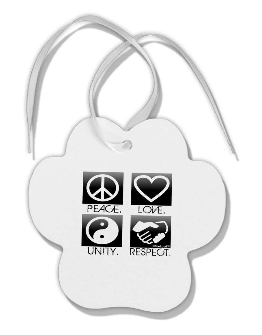 PLUR Squares BnW Paw Print Shaped Ornament-Ornament-TooLoud-White-Davson Sales