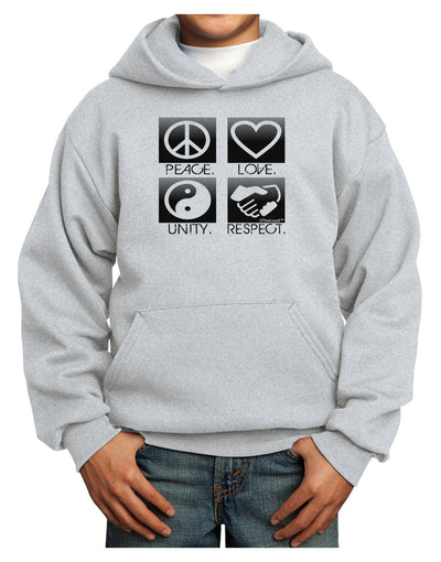 PLUR Squares BnW Youth Hoodie Pullover Sweatshirt-Youth Hoodie-TooLoud-Ash-XS-Davson Sales