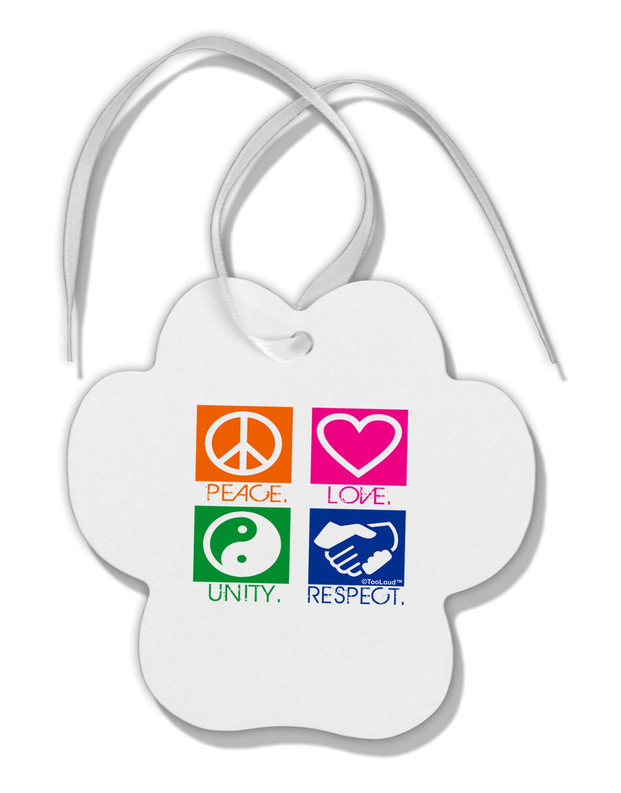 PLUR Squares Color Paw Print Shaped Ornament-Ornament-TooLoud-White-Davson Sales