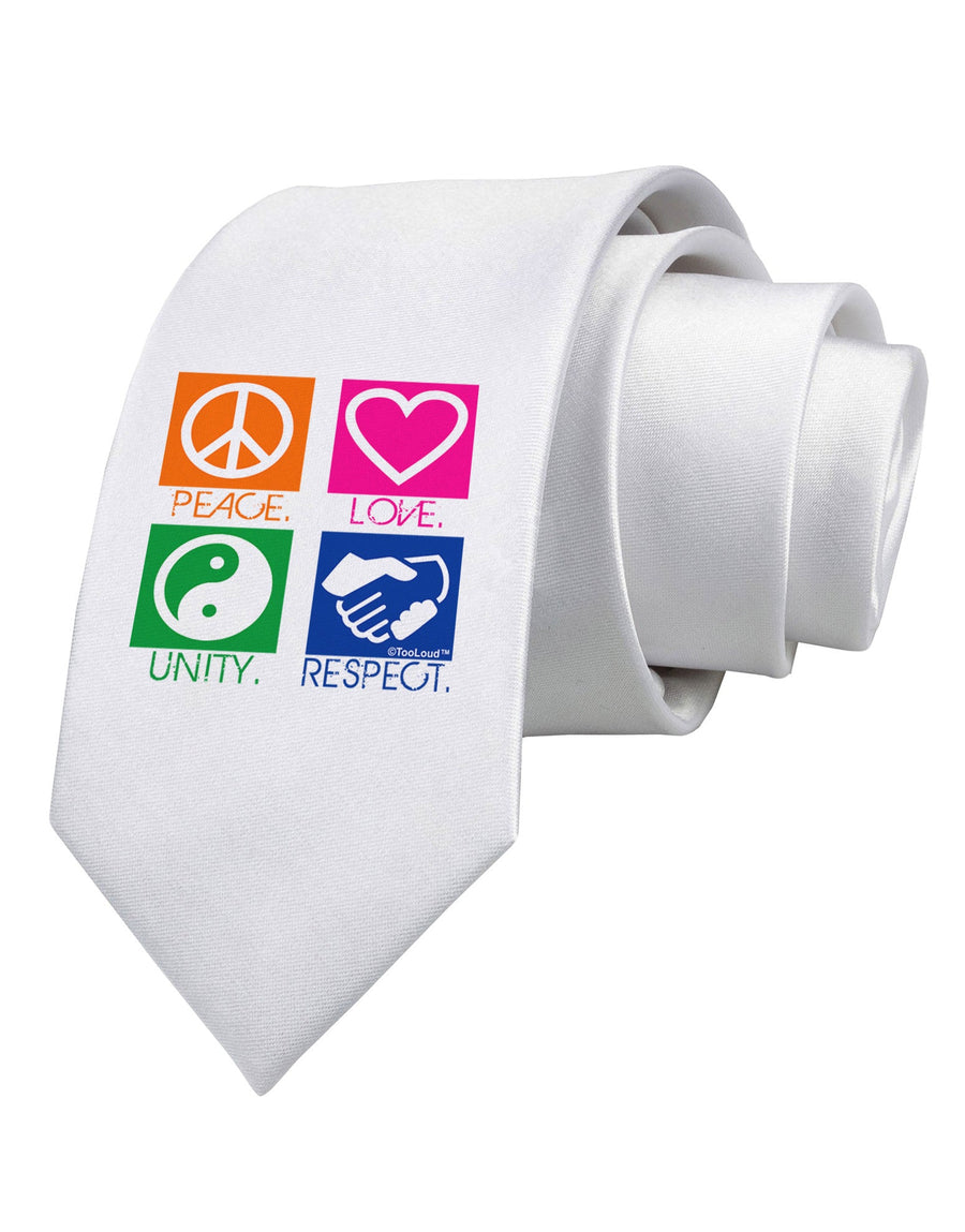 PLUR Squares Color Printed White Necktie