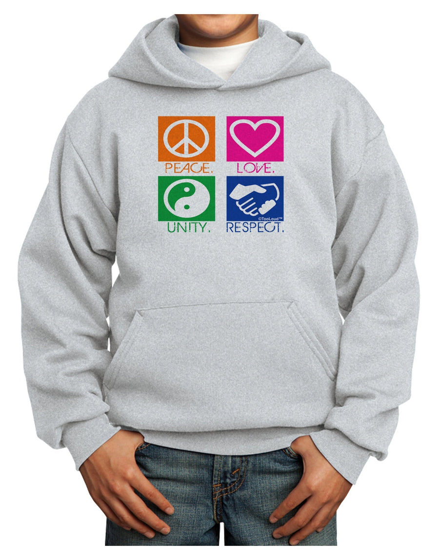 PLUR Squares Color Youth Hoodie Pullover Sweatshirt-Youth Hoodie-TooLoud-White-XS-Davson Sales