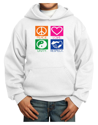 PLUR Squares Color Youth Hoodie Pullover Sweatshirt-Youth Hoodie-TooLoud-White-XS-Davson Sales