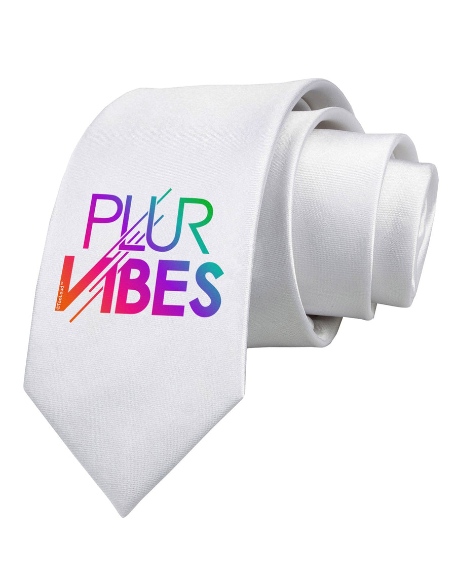 PLUR Vibes Printed White Necktie