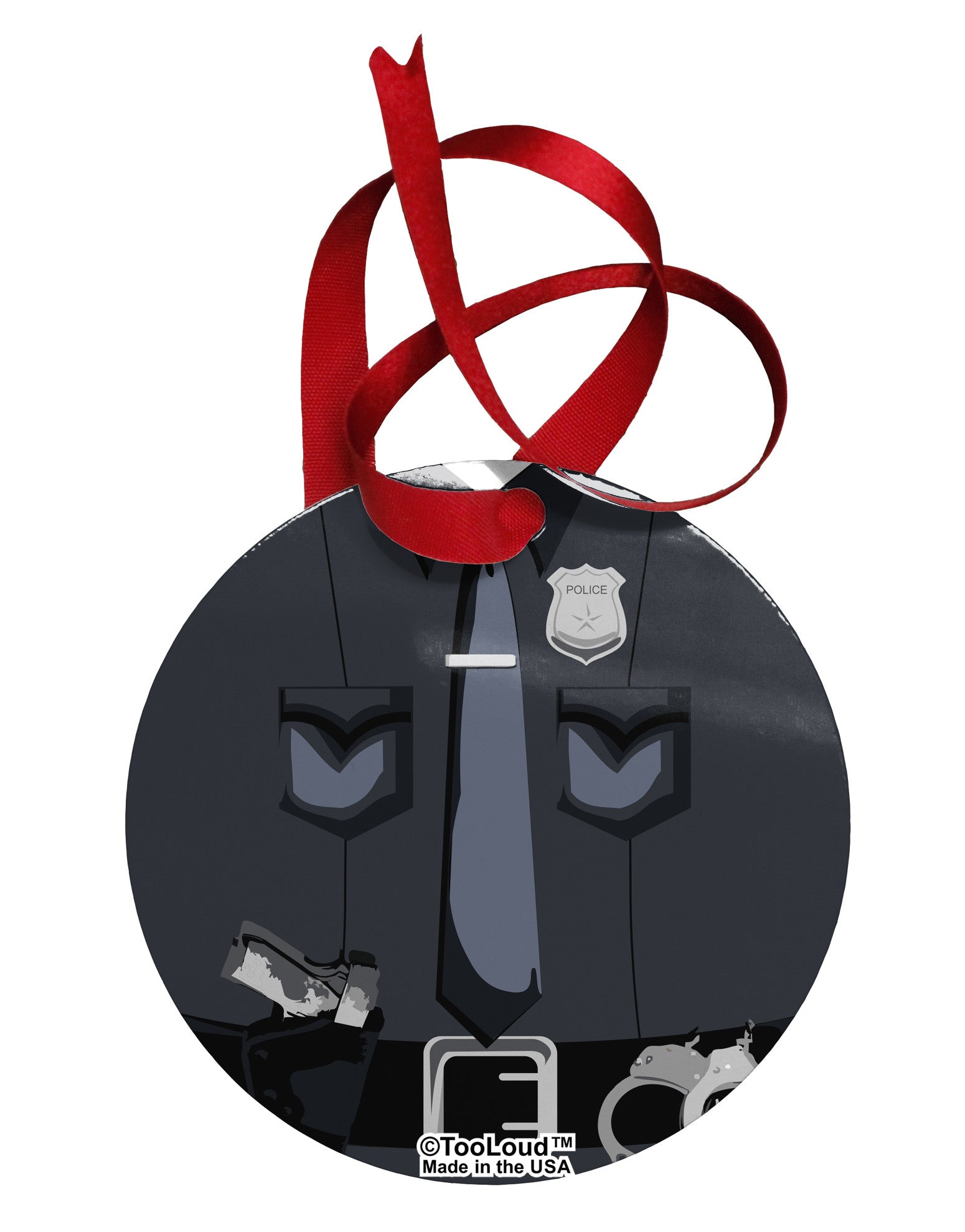 Police Costume AOP Circular Metal Ornament All Over Print-Ornament-TooLoud-White-Davson Sales