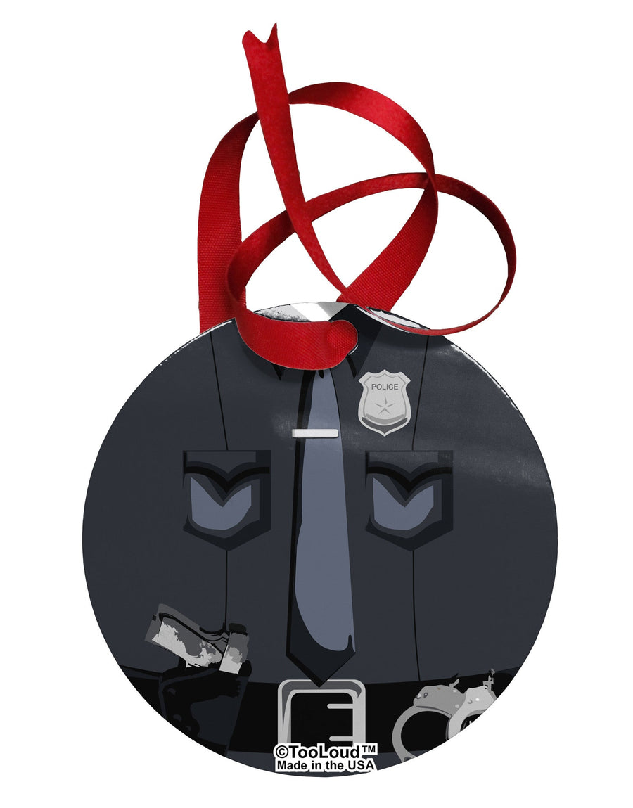 Police Costume AOP Circular Metal Ornament All Over Print-Ornament-TooLoud-White-Davson Sales