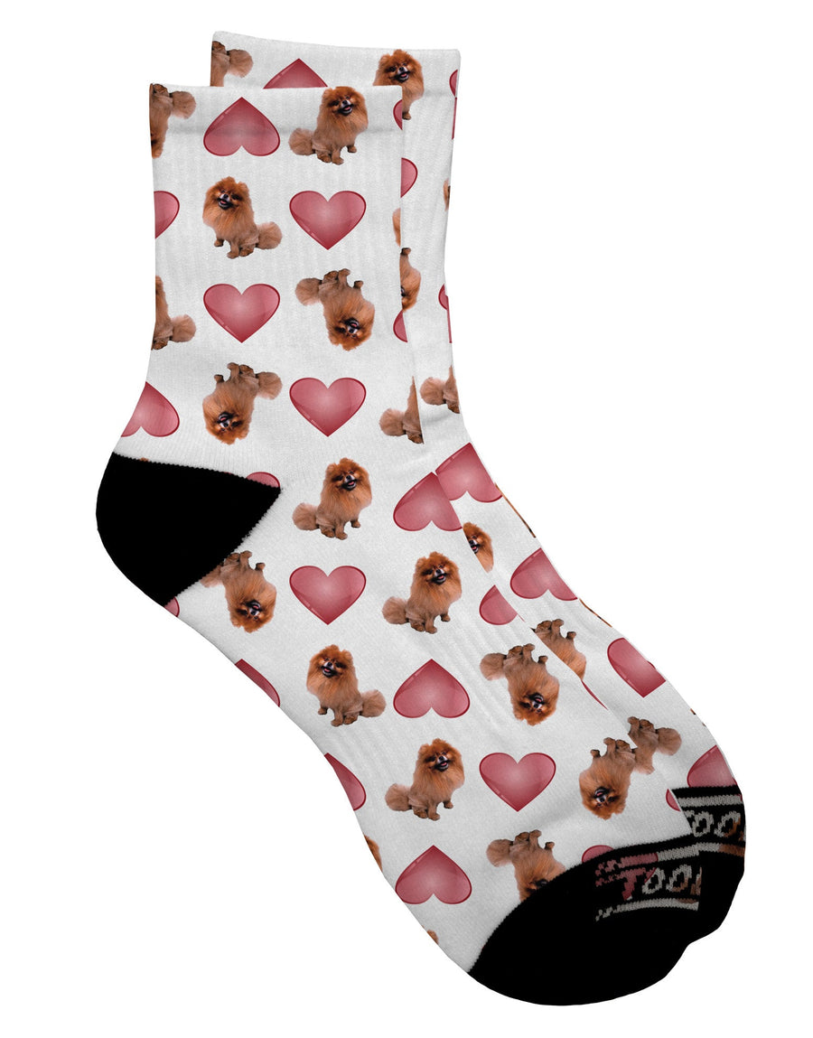 Pomeranian Hearts All Over Print Adult Short Socks - TooLoud-Socks-TooLoud-White-Ladies-4-6-Davson Sales