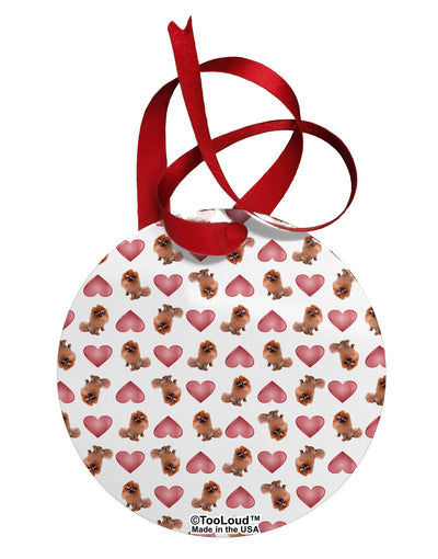 Pomeranian Hearts AOP Circular Metal Ornament All Over Print-Ornament-TooLoud-White-Davson Sales