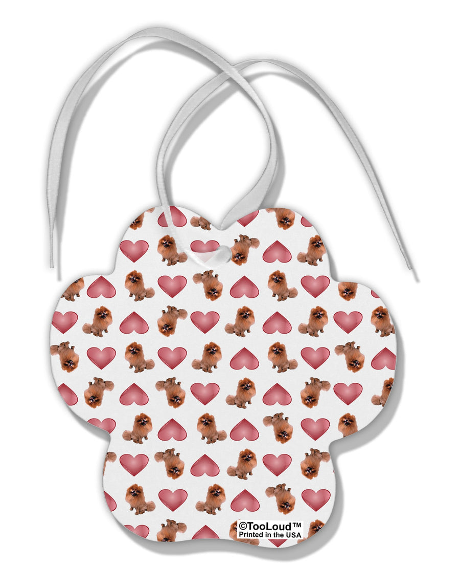 Pomeranian Hearts AOP Paw Print Shaped Ornament All Over Print-Ornament-TooLoud-White-Davson Sales