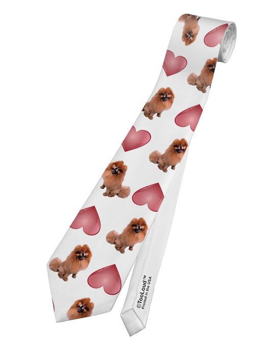 Pomeranian Hearts AOP Printed White Necktie All Over Print