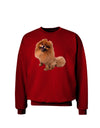 Pomeranian Sitting All Cute-Like Adult Dark Sweatshirt-Sweatshirts-TooLoud-Deep-Red-Small-Davson Sales