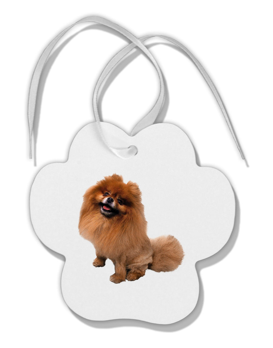 Pomeranian Sitting All Cute-Like Paw Print Shaped Ornament-Ornament-TooLoud-White-Davson Sales