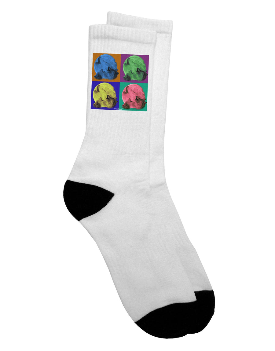 Pop-Art #2 Adult Crew Socks featuring Three Wolves Howling - TooLoud-Socks-TooLoud-White-Ladies-4-6-Davson Sales