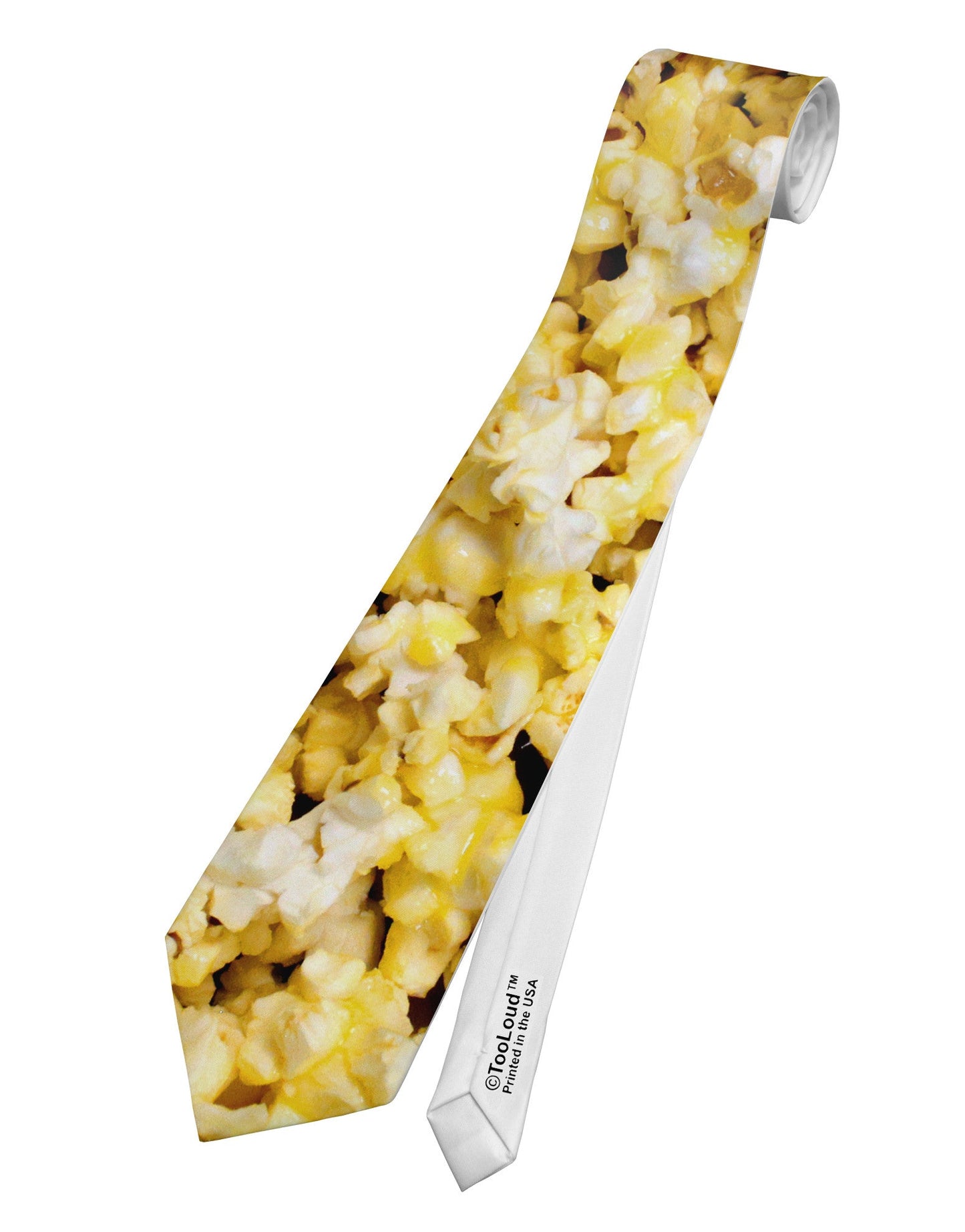 Popcorn All Over Printed White Necktie All Over Print