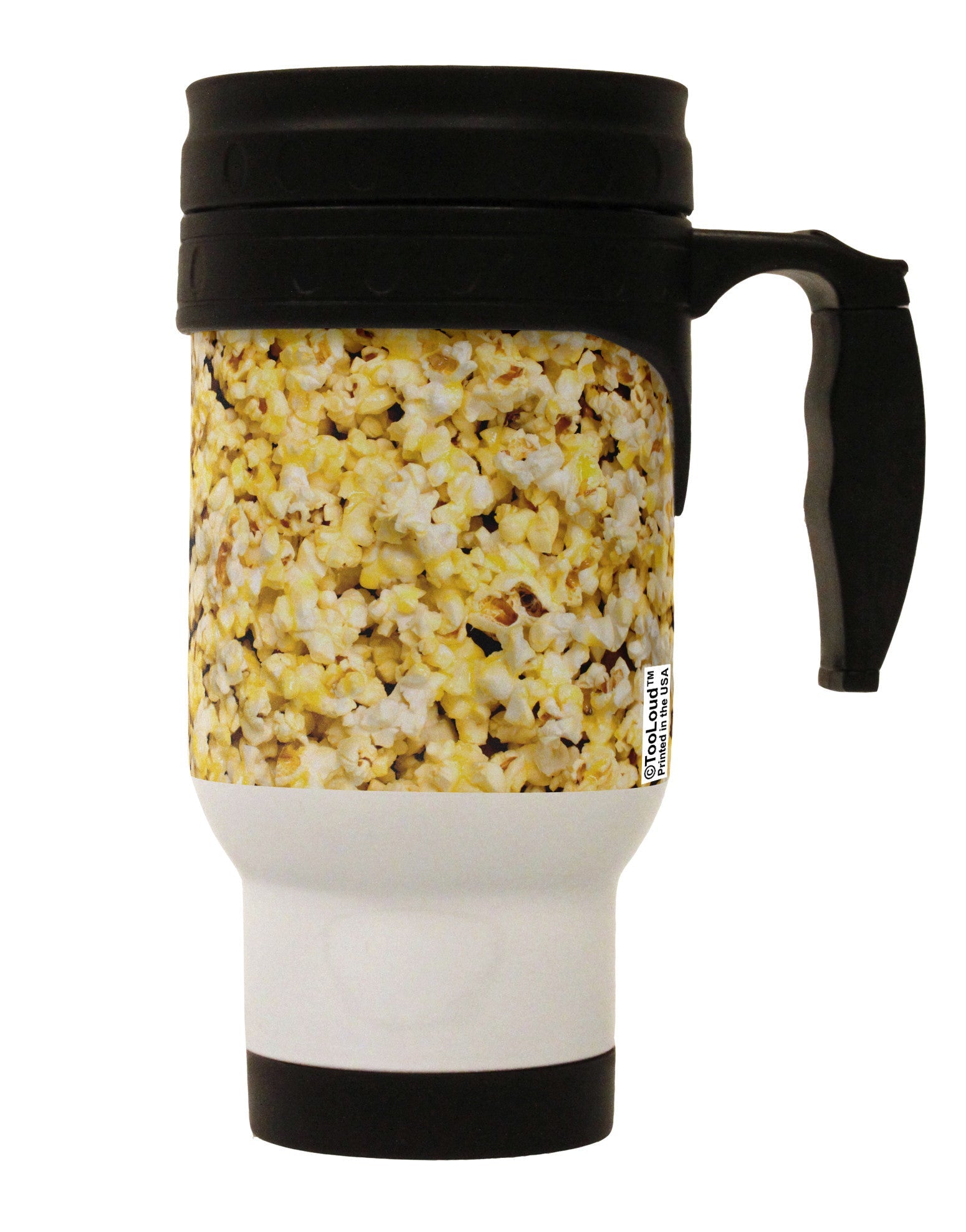 Popcorn All Over Stainless Steel 14oz Travel Mug All Over Print-Travel Mugs-TooLoud-White-Davson Sales