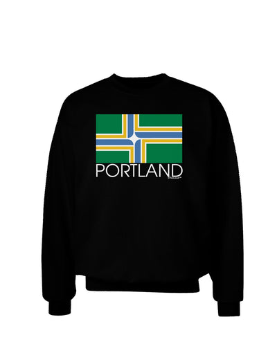 Portland Oregon Flag Text Adult Dark Sweatshirt-Sweatshirts-TooLoud-Black-Small-Davson Sales