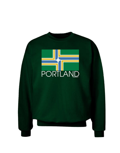 Portland Oregon Flag Text Adult Dark Sweatshirt-Sweatshirts-TooLoud-Deep-Forest-Green-Small-Davson Sales