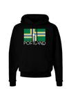 Portland Oregon Flag Text Dark Hoodie Sweatshirt-Hoodie-TooLoud-Black-Small-Davson Sales