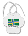 Portland Oregon Flag Text Paw Print Shaped Ornament-Ornament-TooLoud-White-Davson Sales