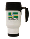 Portland Oregon Flag Text Stainless Steel 14oz Travel Mug-Travel Mugs-TooLoud-White-Davson Sales