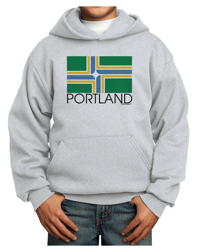 Portland Oregon Flag Text Youth Hoodie Pullover Sweatshirt-Youth Hoodie-TooLoud-Ash-XS-Davson Sales