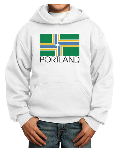 Portland Oregon Flag Text Youth Hoodie Pullover Sweatshirt-Youth Hoodie-TooLoud-White-XS-Davson Sales