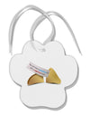 Positive Life - Fortune Cookie Paw Print Shaped Ornament-Ornament-TooLoud-White-Davson Sales