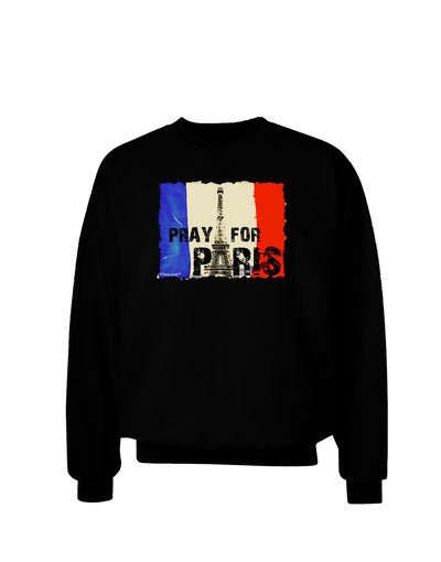 Pray For Paris Watercolor Adult Dark Sweatshirt-Sweatshirts-TooLoud-Black-Small-Davson Sales