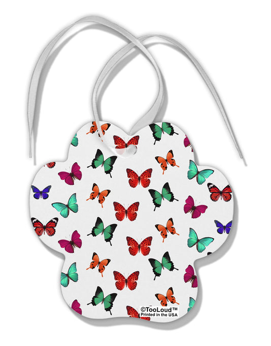 Pretty Butterflies AOP Paw Print Shaped Ornament All Over Print-Ornament-TooLoud-White-Davson Sales