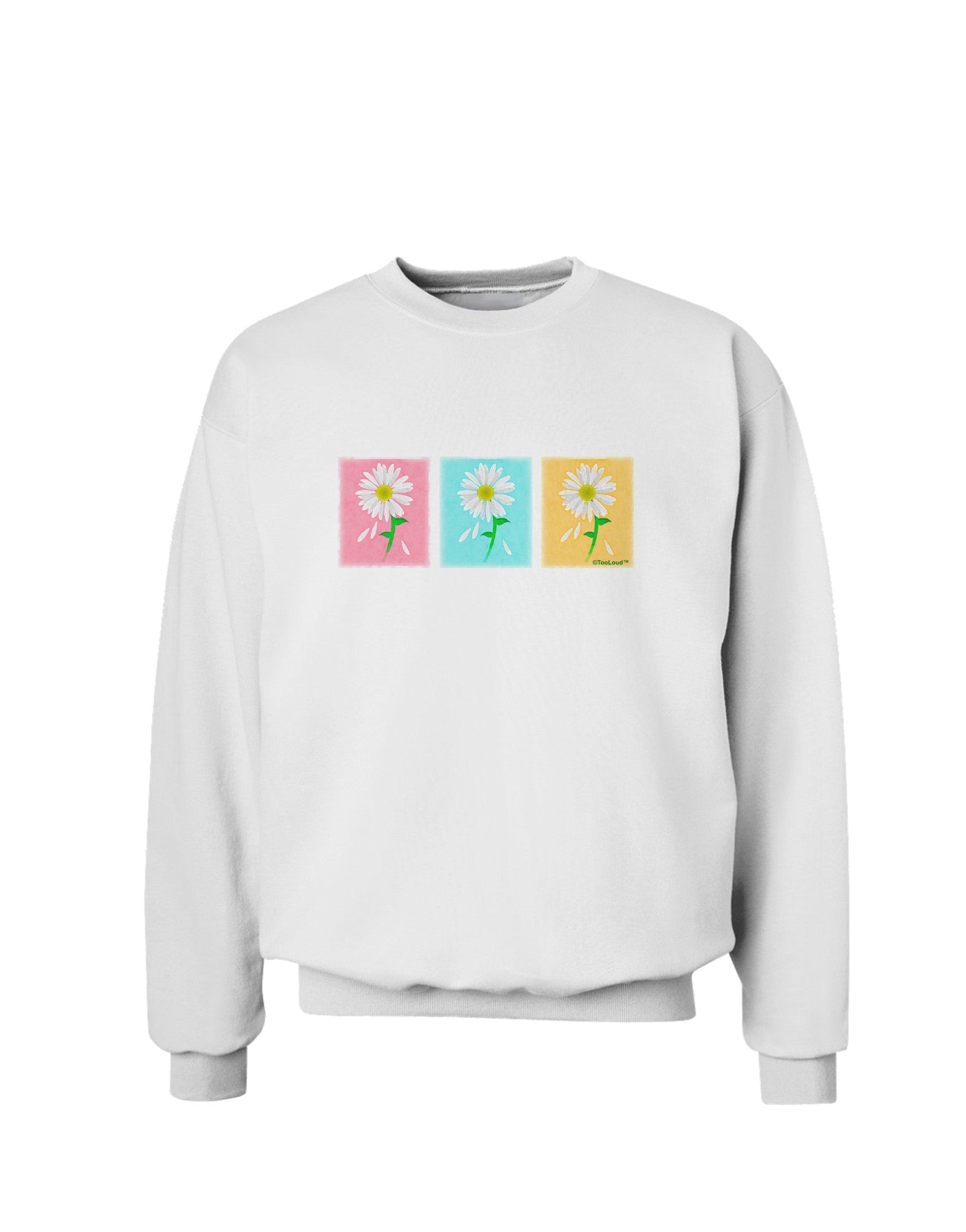 Pretty Daisies Watercolor Sweatshirt-Sweatshirts-TooLoud-White-Small-Davson Sales