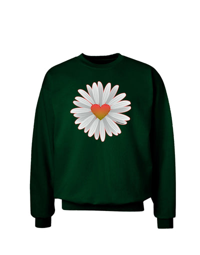 Pretty Daisy Heart Adult Dark Sweatshirt-Sweatshirts-TooLoud-Deep-Forest-Green-Small-Davson Sales