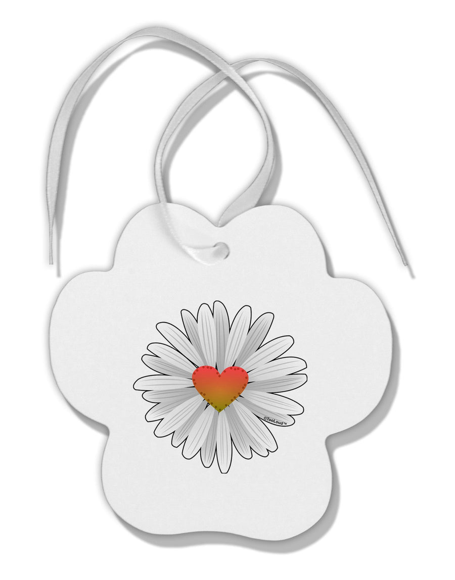 Pretty Daisy Heart Paw Print Shaped Ornament-Ornament-TooLoud-Davson Sales