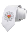 Pretty Daisy Heart Printed White Necktie