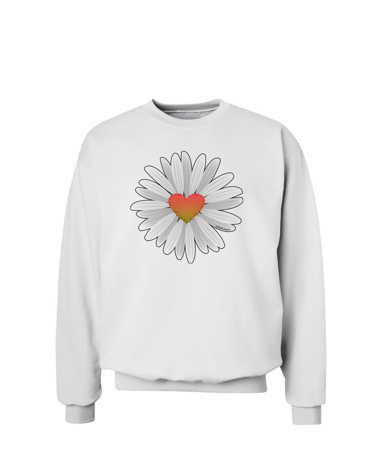 Pretty Daisy Heart Sweatshirt-Sweatshirts-TooLoud-White-Small-Davson Sales