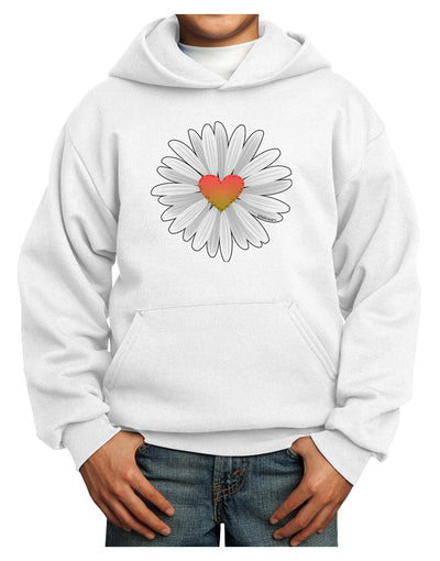 Pretty Daisy Heart Youth Hoodie Pullover Sweatshirt-Youth Hoodie-TooLoud-White-XS-Davson Sales