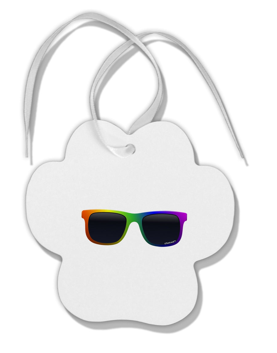 Pride Rainbow Glasses Paw Print Shaped Ornament by TooLoud-Ornament-TooLoud-White-Davson Sales