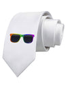 Pride Rainbow Glasses Printed White Necktie by TooLoud