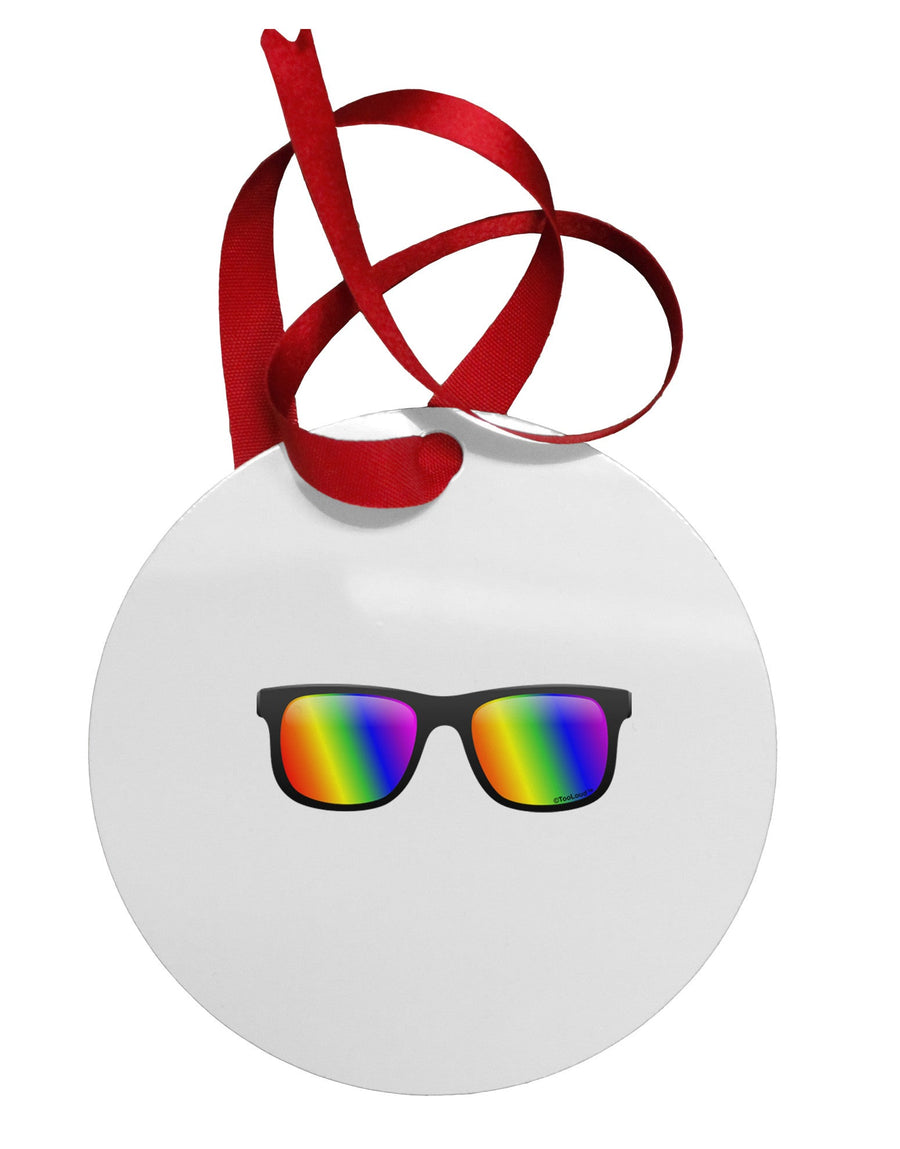 Pride Rainbow Lenses Circular Metal Ornament by TooLoud-Ornament-TooLoud-White-Davson Sales