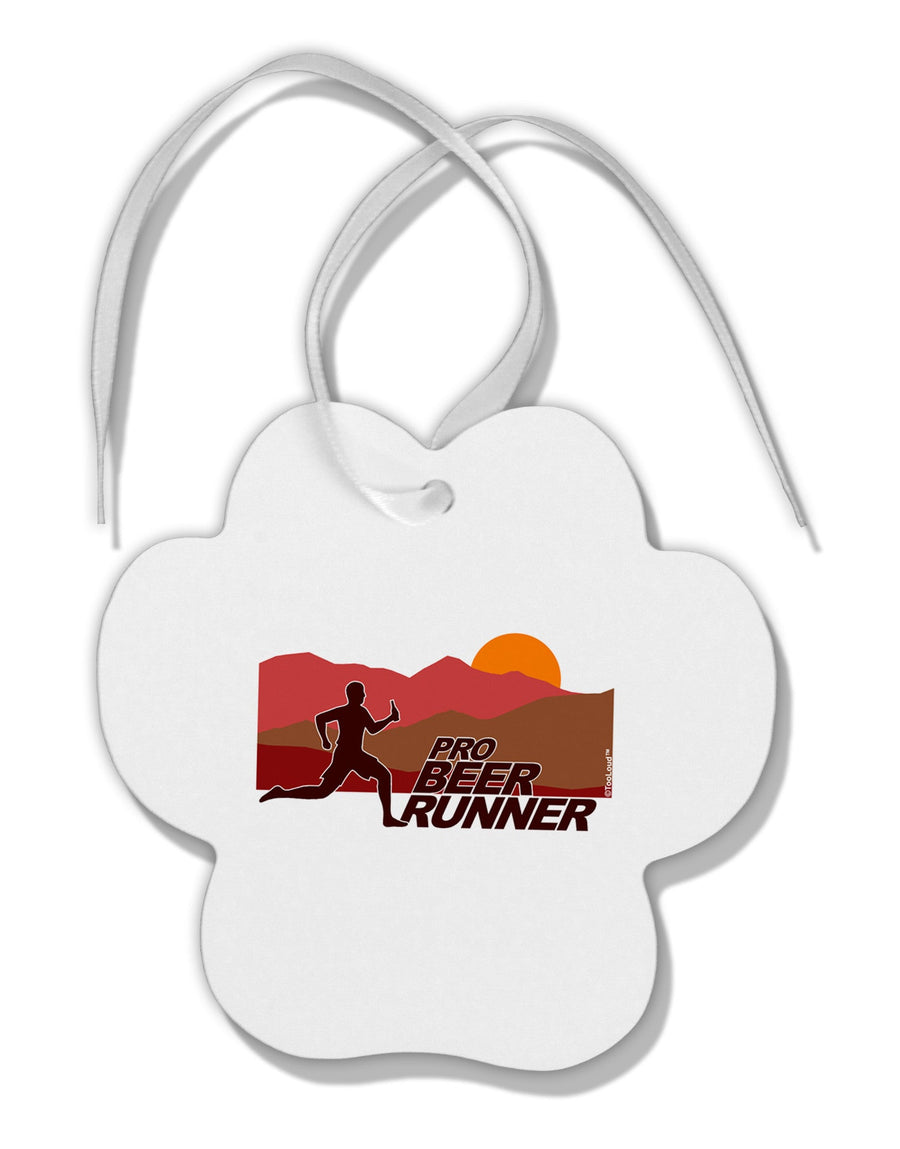 Pro Beer Runner Man Paw Print Shaped Ornament-Ornament-TooLoud-White-Davson Sales