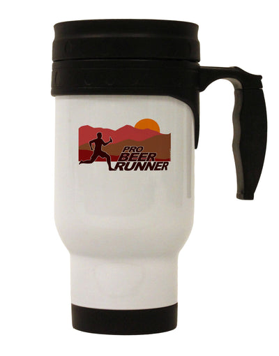 Pro Beer Runner Man Stainless Steel 14oz Travel Mug-Travel Mugs-TooLoud-White-Davson Sales